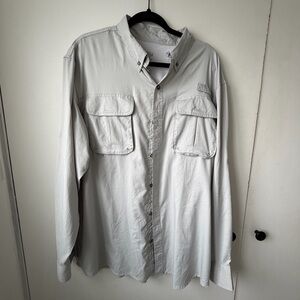 RedHead XL Lightweight Fishing Shirt – Vented Outdoor Button Down, Pale Gray